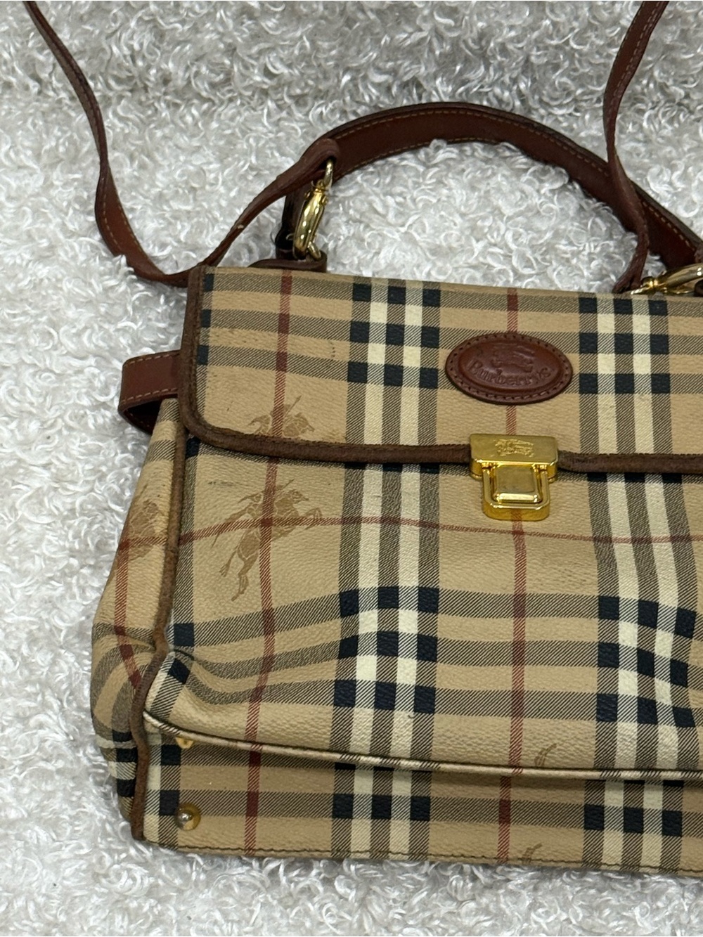 Burberry Haymarket Check Top Handle Bag - Picture 9 of 16